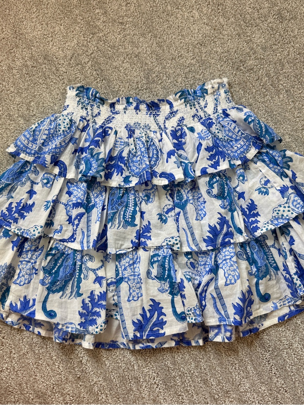 Roller Rabbit Blue Paisley Tiered Ruffle Skirt